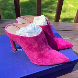 Suart Weitzman camila pink suede mules. Size 7.5
